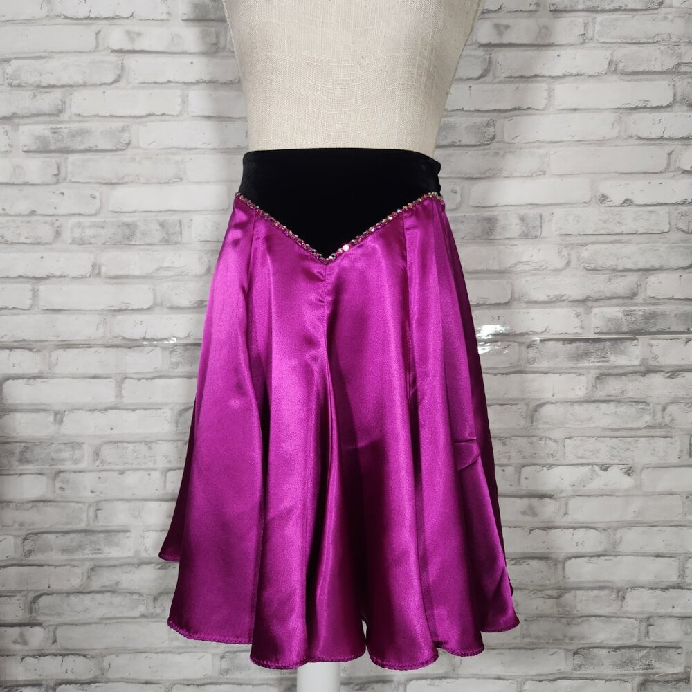 Vintage Flair International Inc Purple Satin Velvet Rhinestone Western Skirt